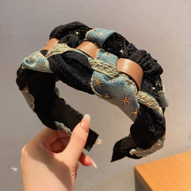 ヘアアクセサリー 編み込みミックス柄カチューシャ