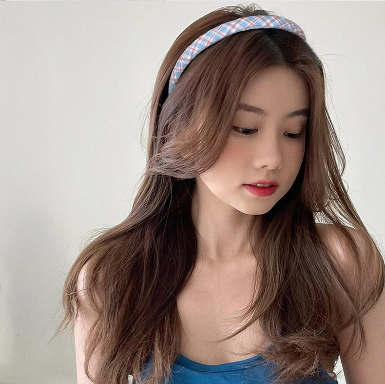 ヘアアクセサリー 乙女風チェック柄カチューシャ
