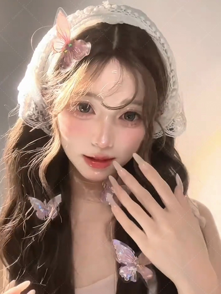 ヘアアクセサリー 蝶々レース飾りボンネットカチューシャ