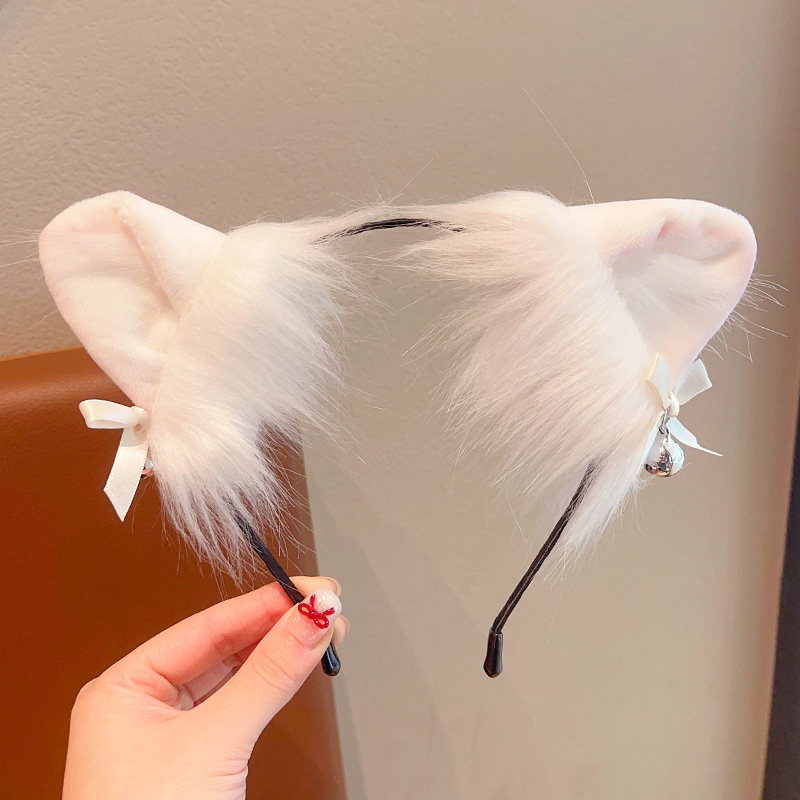 ヘアアクセサリー ふわもこ猫耳リボンカチューシャ