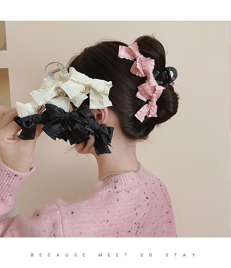 ヘアアクセサリー リボンお団子バレッタ