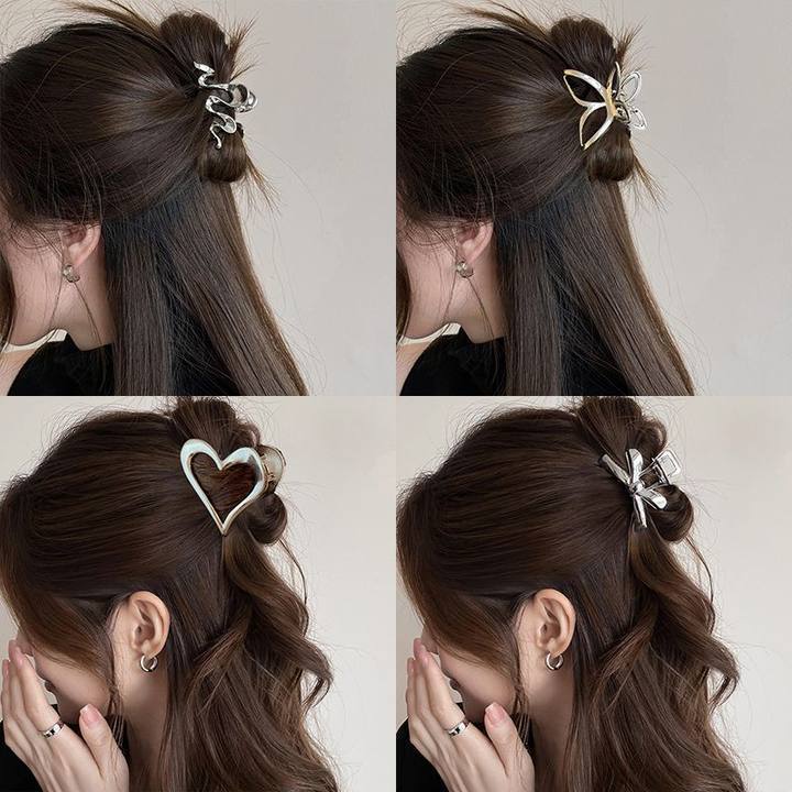 ヘアアクセサリー メタリック蝶々バレッタ