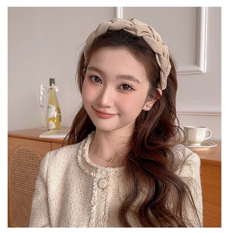 ヘアアクセサリー 編み込みツイードカチューシャ