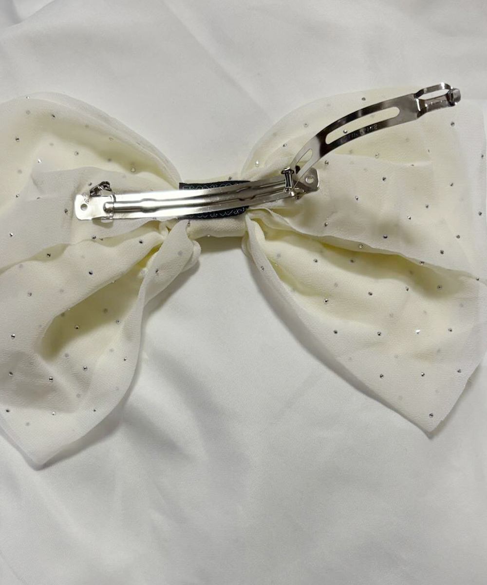 ヘアアクセサリー 大きめ煌めきリボンバレッタ上品ヘアクリップ