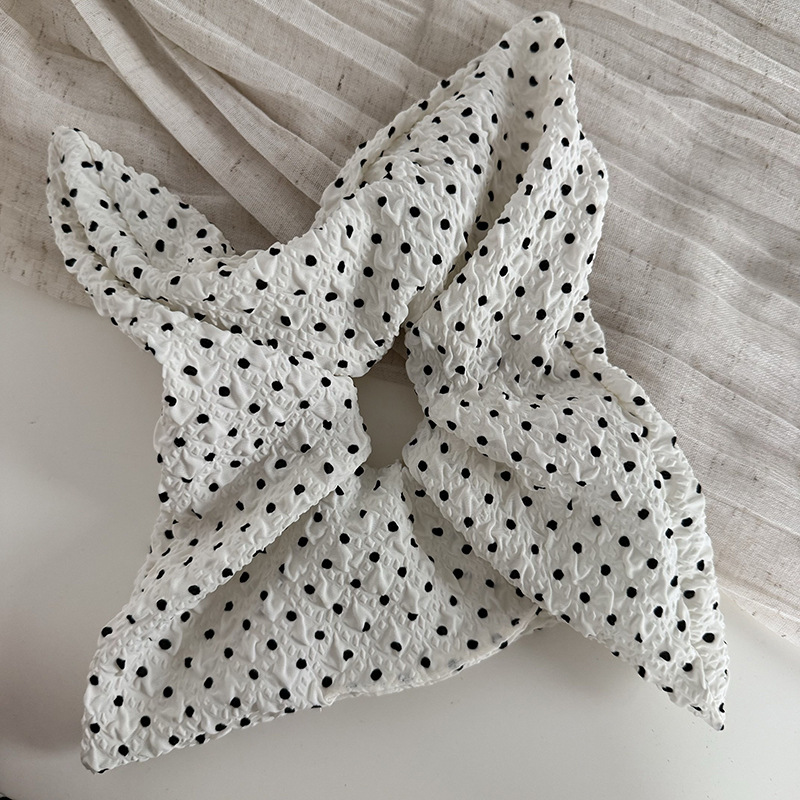 ヘアアクセサリー レディース髪飾りシュシュ 水玉柄レース刺繍