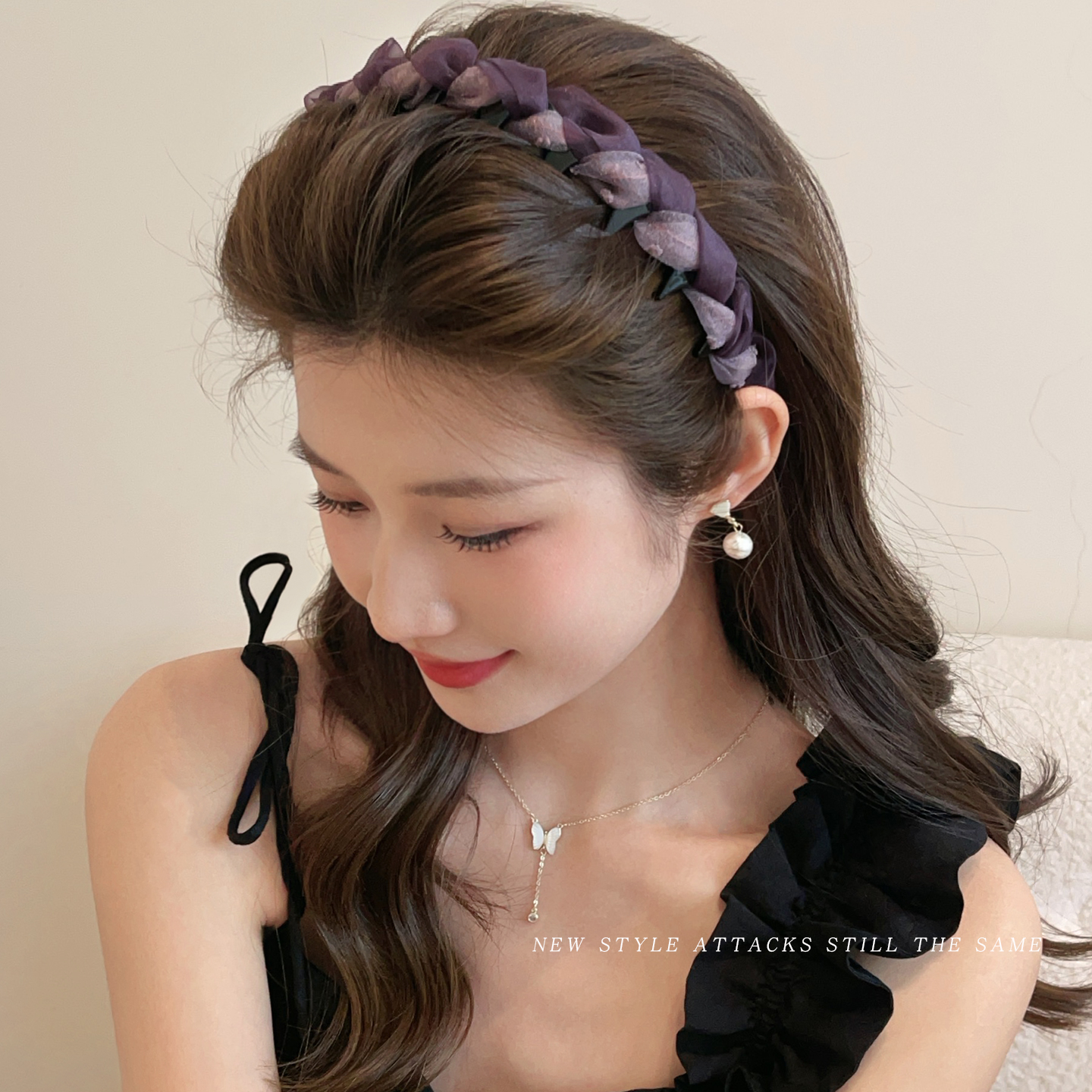 ヘアアクセサリー 編み込み風リボンカチューシャ