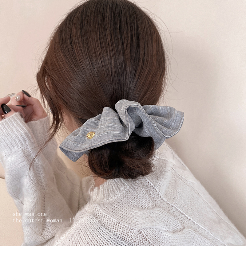 ヘアアクセサリー リボン飾り麻調シュシュ