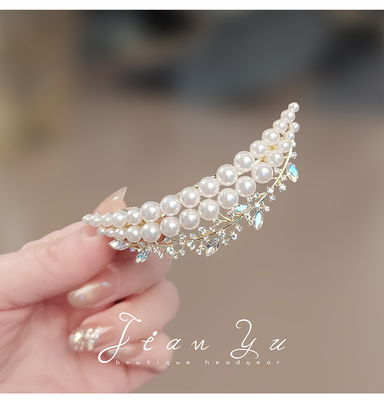 ヘアアクセサリー 月の涙 パール三日月バレッタ