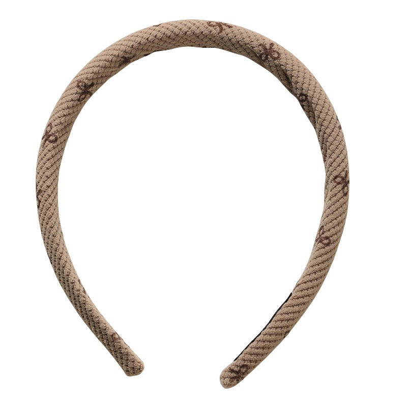 ヘアアクセサリー 小花刺繍コーデュロイ太めカチューシャ