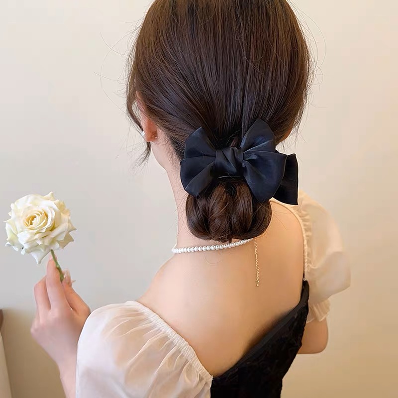 ヘアアクセサリー 優雅リボン丸留めバレッタ