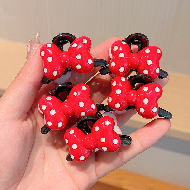 ヘアアクセサリー 水玉リボンミニバレッタ