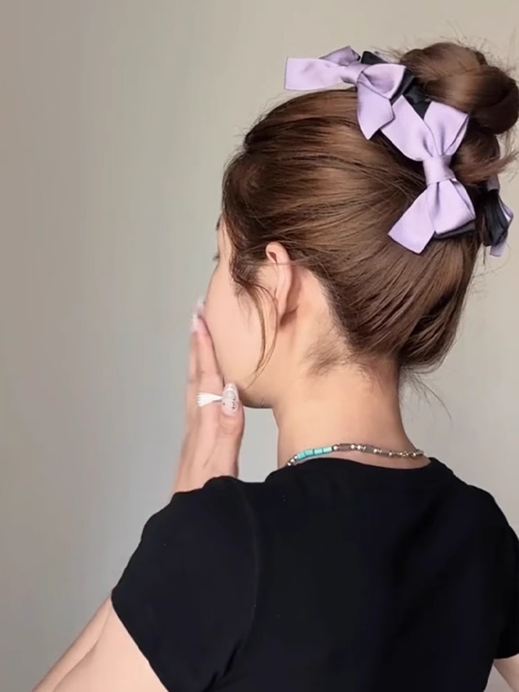 ヘアアクセサリー リボンお団子バレッタ
