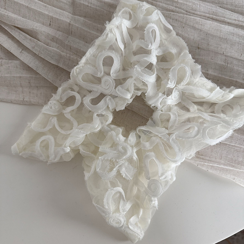 ヘアアクセサリー レディース髪飾りシュシュ 水玉柄レース刺繍