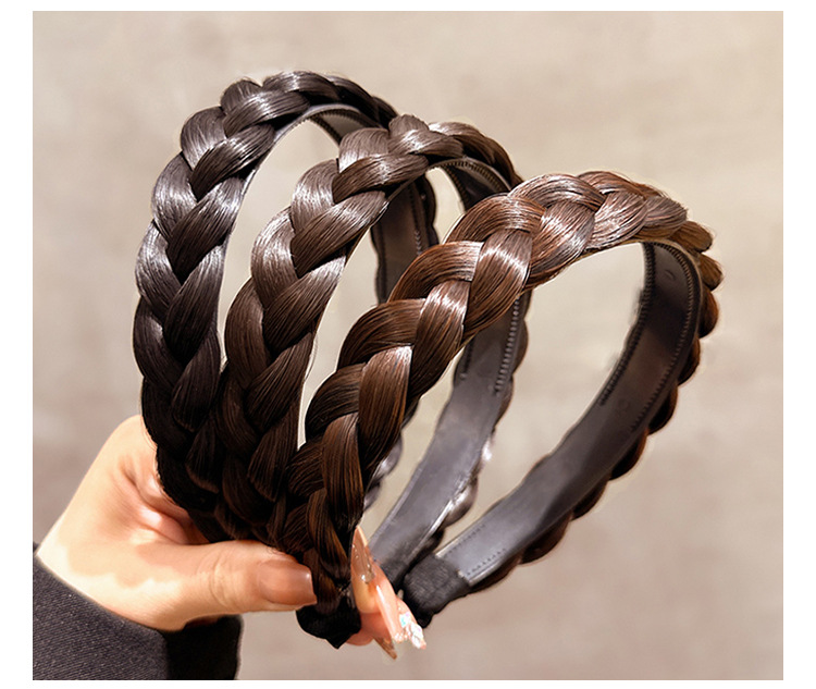 ヘアアクセサリー 立体三つ編みデザイン太め幅カチューシャ