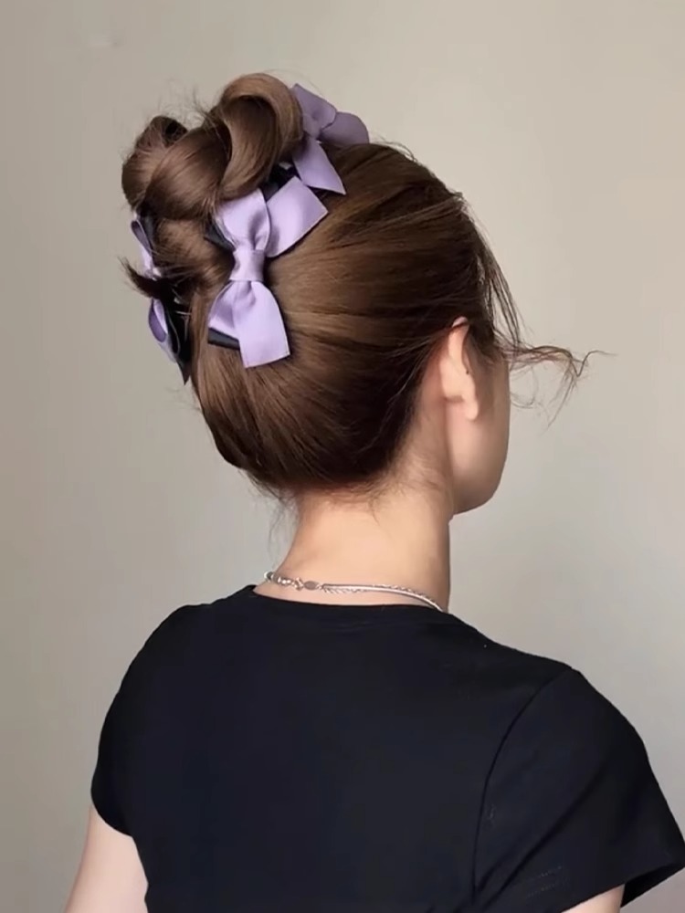 ヘアアクセサリー リボンお団子バレッタ