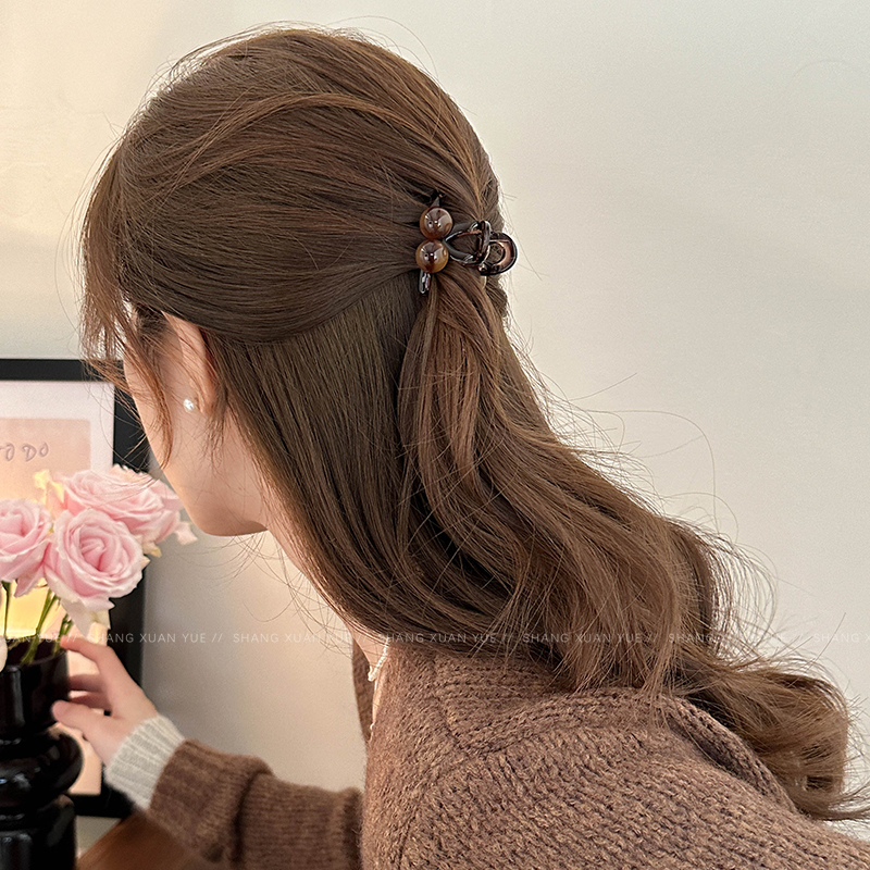 ヘアアクセサリー 丸玉飾りクラシカルバレッタ