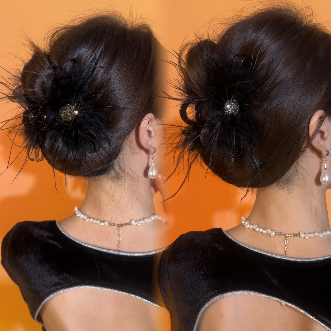 ヘアアクセサリー キラめきフェザーフラワーバレッタ