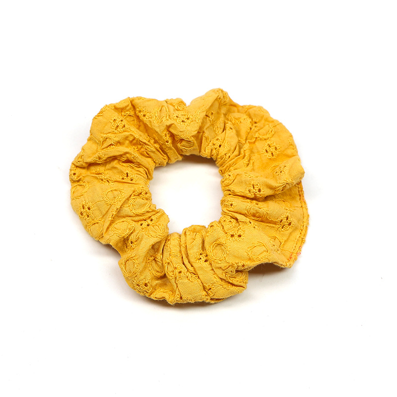 ヘアアクセサリー 花柄刺繍レース生地の上品シュシュ