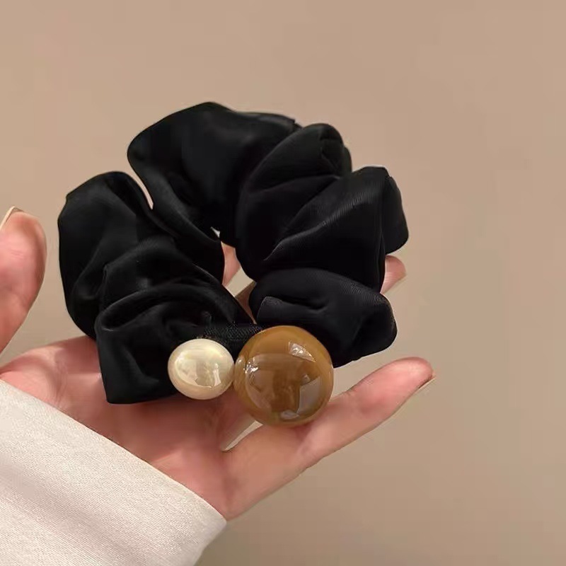 ヘアアクセサリー 大理石風パールシュシュ