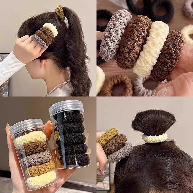 ヘアアクセサリー もこもこ編み目シュシュ