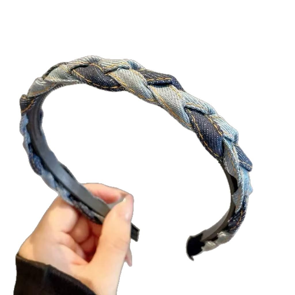 ヘアアクセサリー 三つ編みデニムカチューシャ