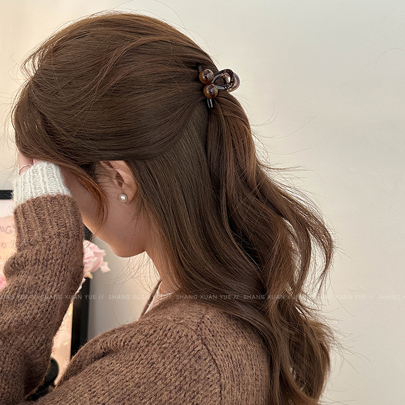 ヘアアクセサリー 丸玉飾りクラシカルバレッタ
