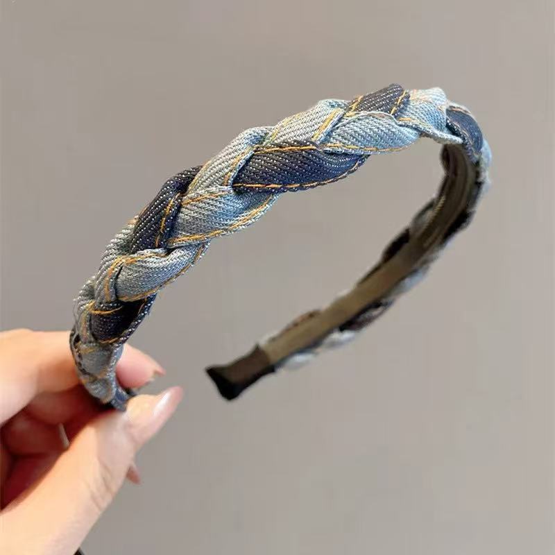 ヘアアクセサリー 三つ編みデニムカチューシャ