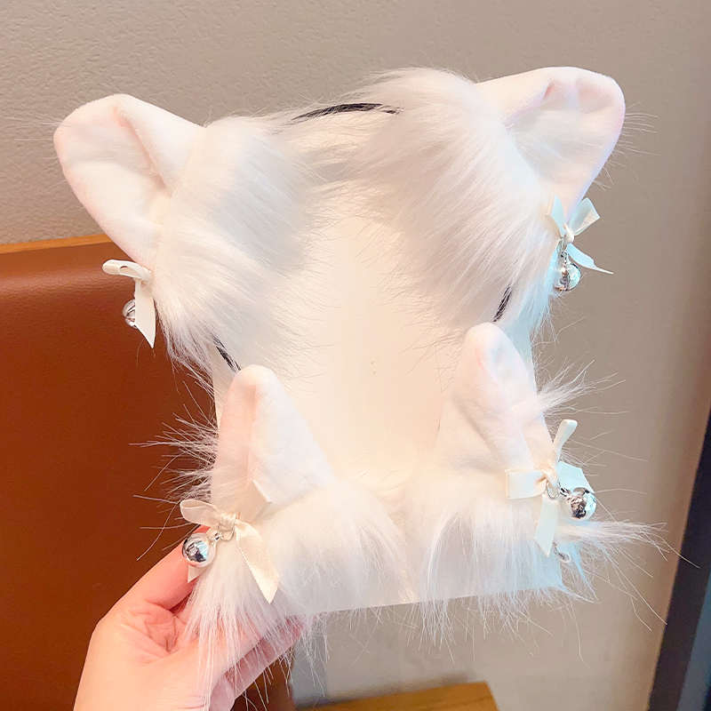 ヘアアクセサリー ふわもこ猫耳リボンカチューシャ