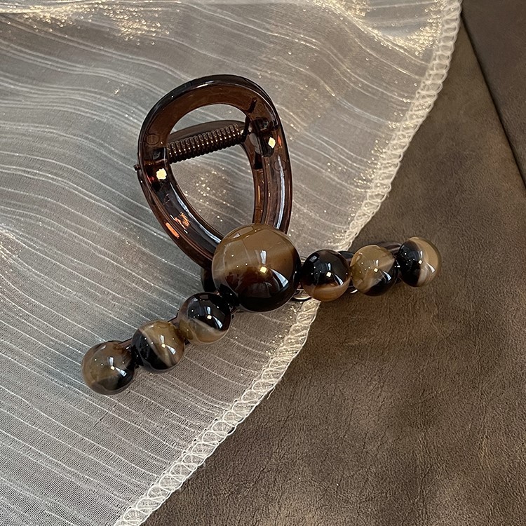 ヘアアクセサリー 透明感ビーズ飾り大人かわいいバレッタ