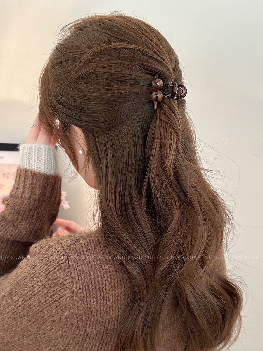ヘアアクセサリー 丸玉飾りクラシカルバレッタ