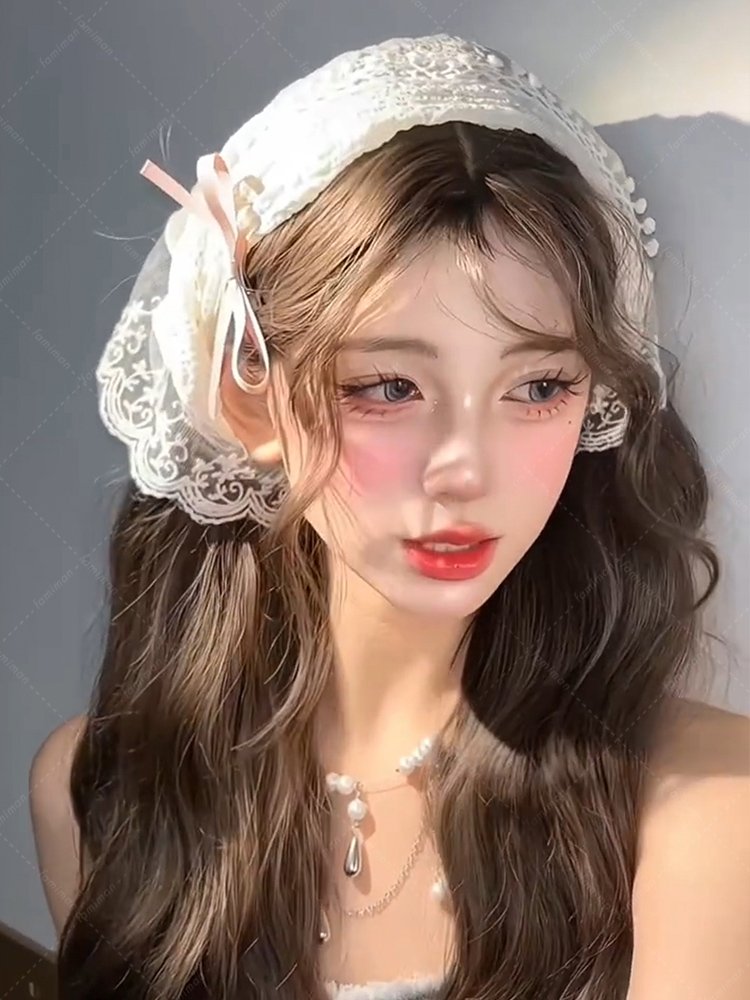 ヘアアクセサリー 蝶々レース飾りボンネットカチューシャ