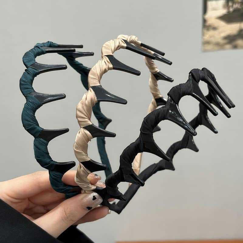 ヘアアクセサリー 布巻きギザギザ歯型カチューシャ