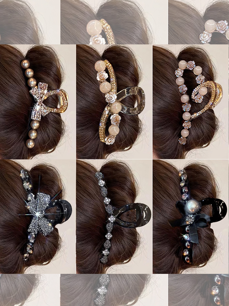 ヘアアクセサリー 優雅リボン真珠バレッタ