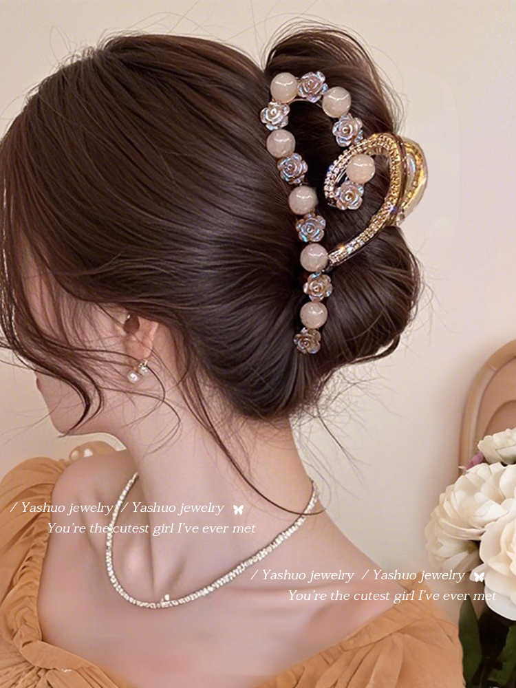 ヘアアクセサリー 優雅リボン真珠バレッタ