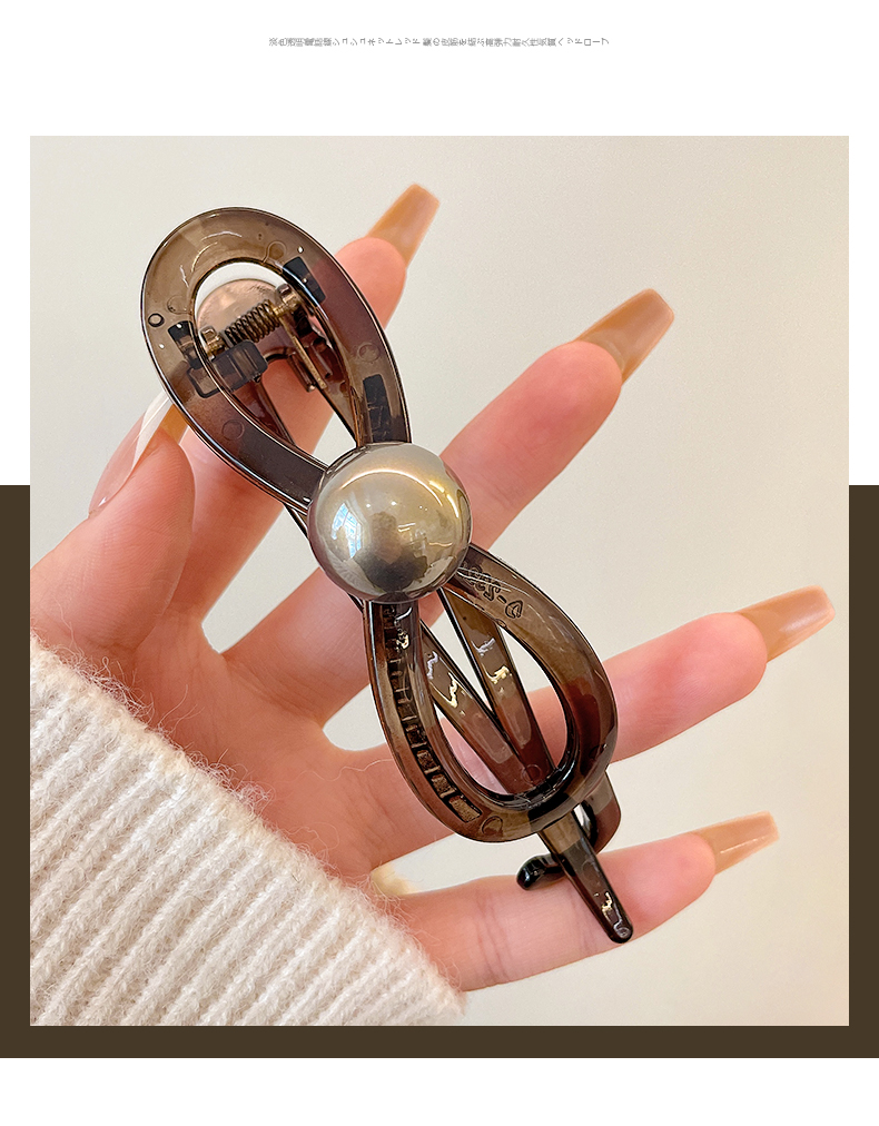 ヘアアクセサリー 真珠リボンバレッタ