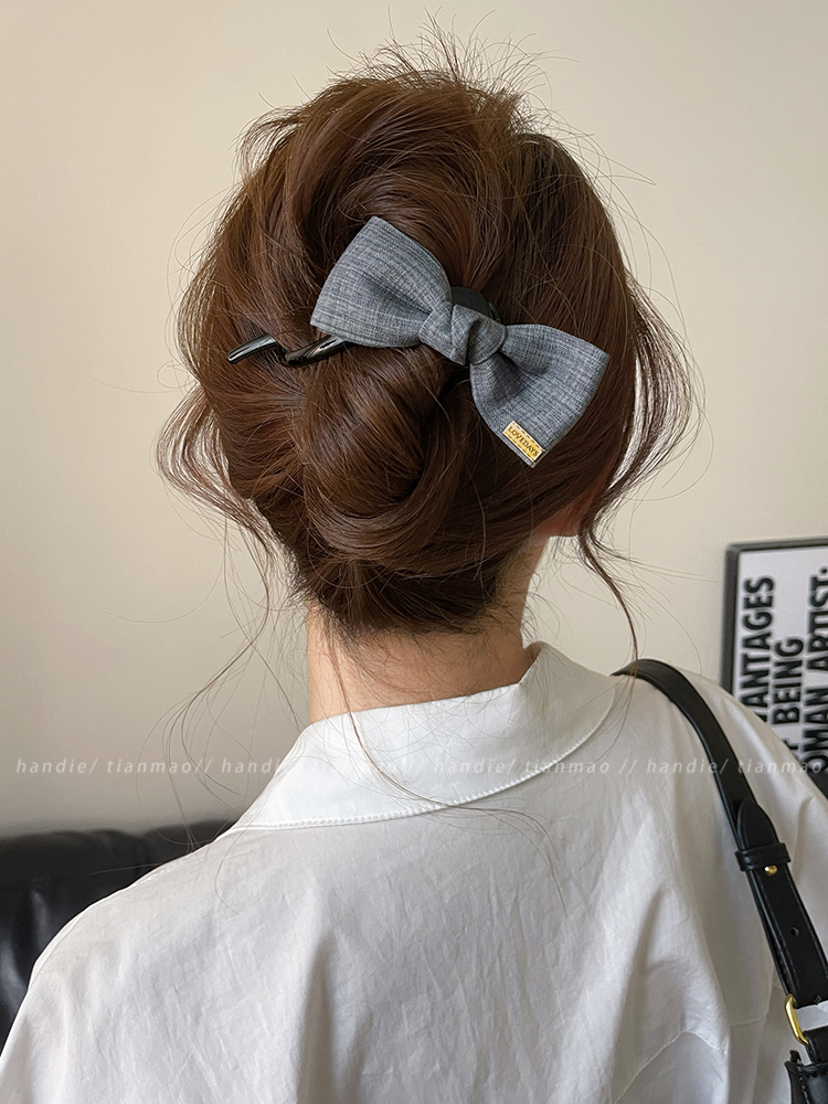 ヘアアクセサリー 上品リボンまとめ髪バレッタ