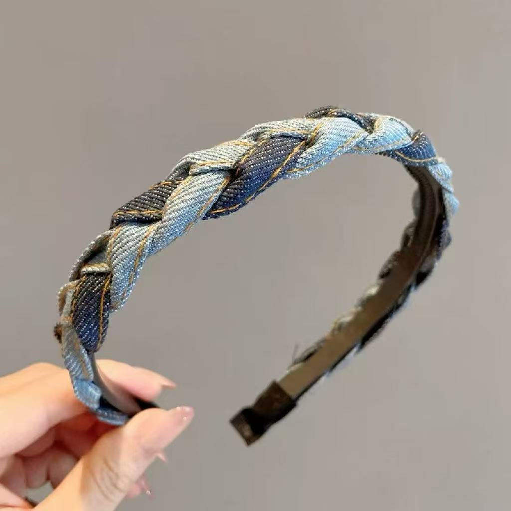 ヘアアクセサリー 三つ編みデニムカチューシャ