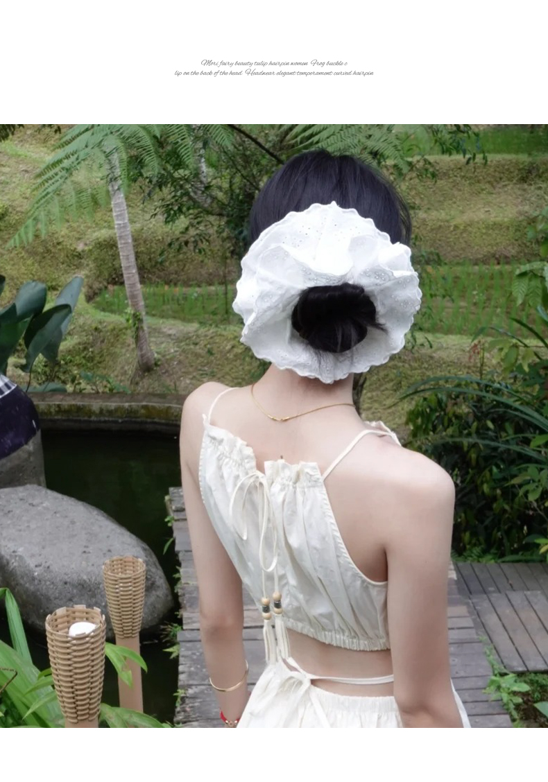 ヘアアクセサリー 花レース飾りお姫様シュシュ