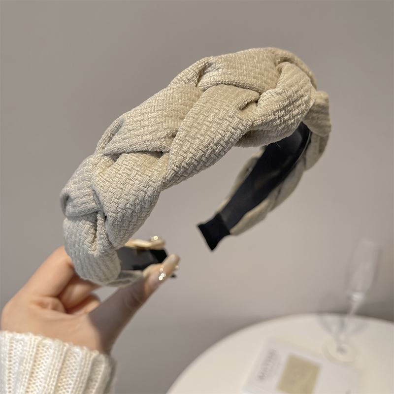 ヘアアクセサリー 編み込みツイードカチューシャ