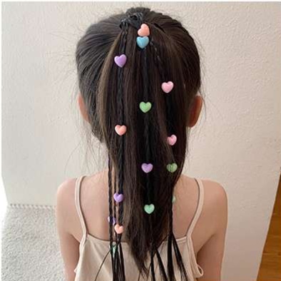 ウィッグ  キッズ用カラフル飾り付きヘアエクステンション
