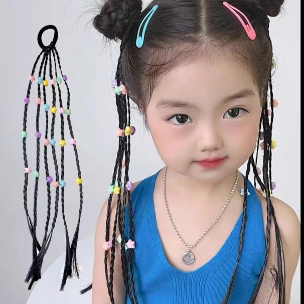 ウィッグ  キッズ用カラフル飾り付きヘアエクステンション