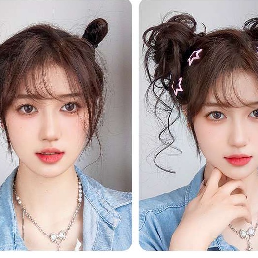 ウィッグ  子供用ふわふわお団子ヘアピース