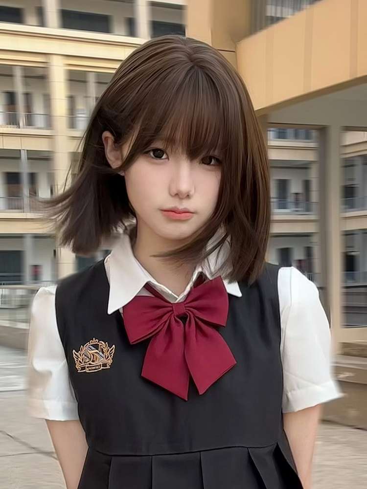 清楚なストレート学生風ウィッグ