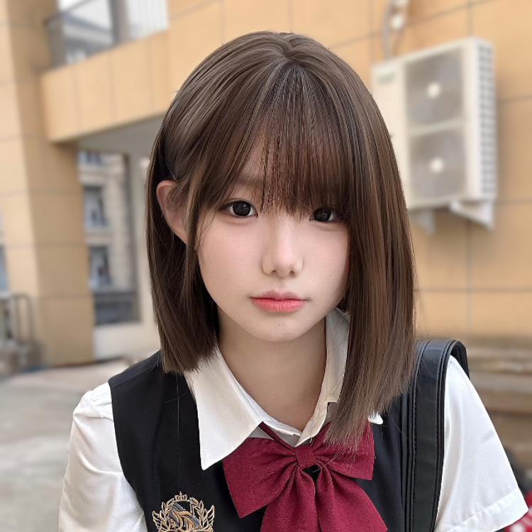 清楚なストレート学生風ウィッグ