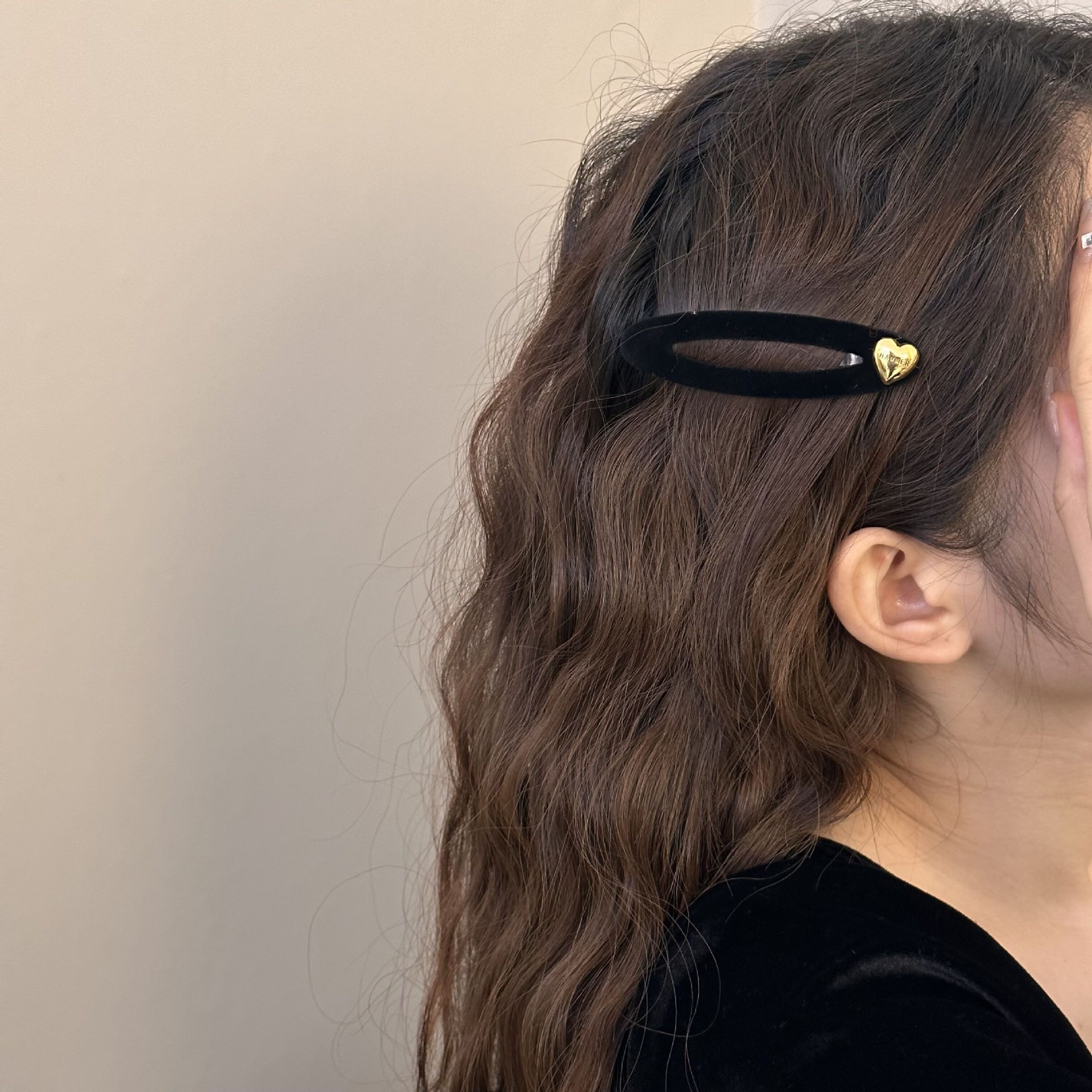 髪 飾り ハート留め シンプルヘアクリップ