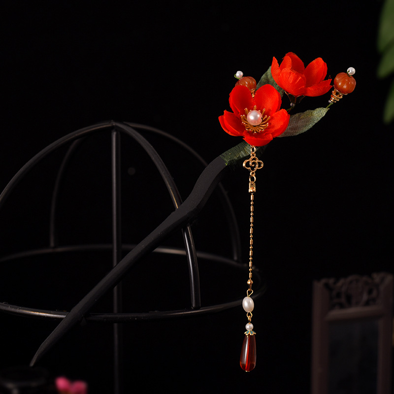 髪 飾り 梅香る花かんざし 真珠垂飾り