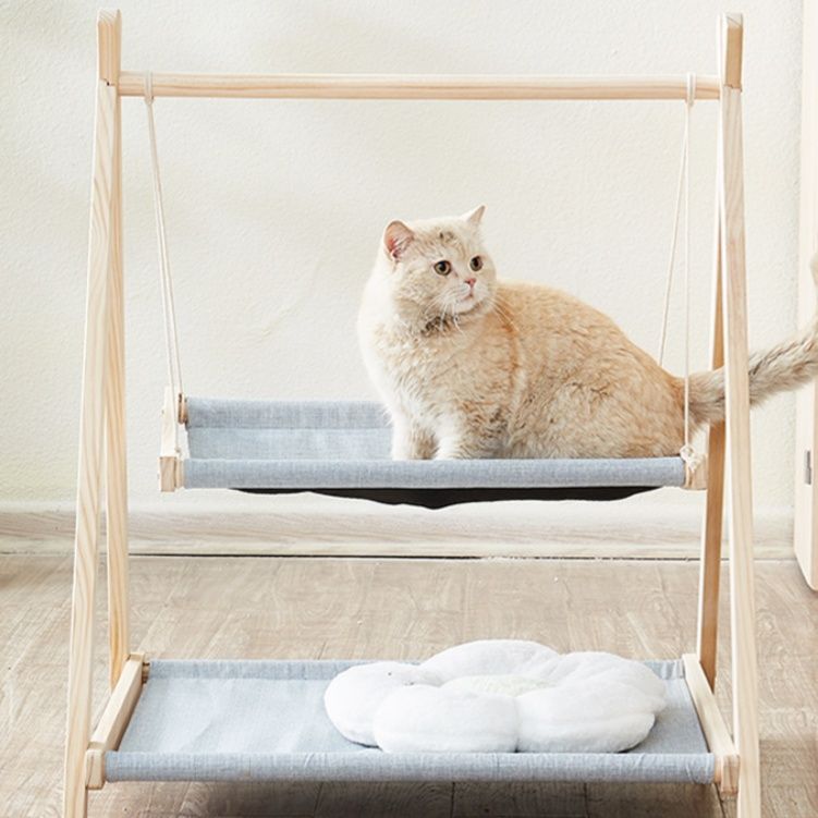 ハンモック 木製二段式猫専用吊り下げ休憩台
