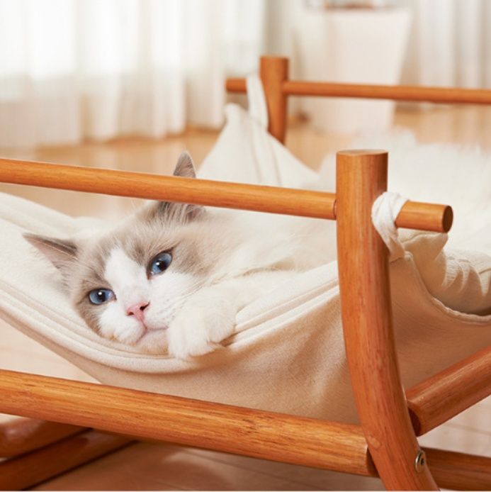 ハンモック 猫専用木製ゆりかご型ハンモック
