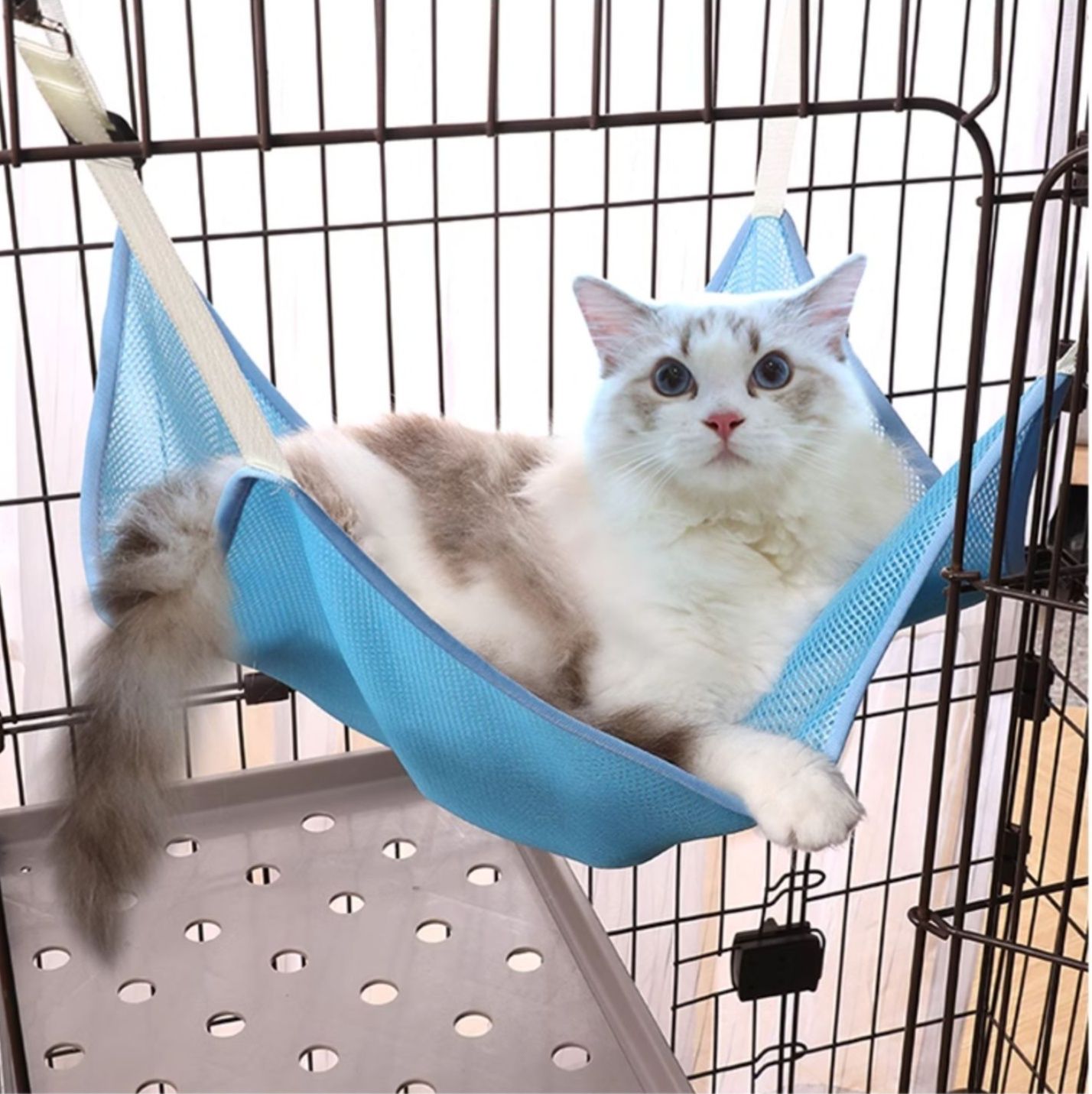 ハンモック 猫用通気性メッシュケージ取付ハンモック