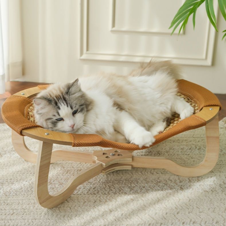 ハンモック 猫ちゃん専用木製曲線ハンモックベッド